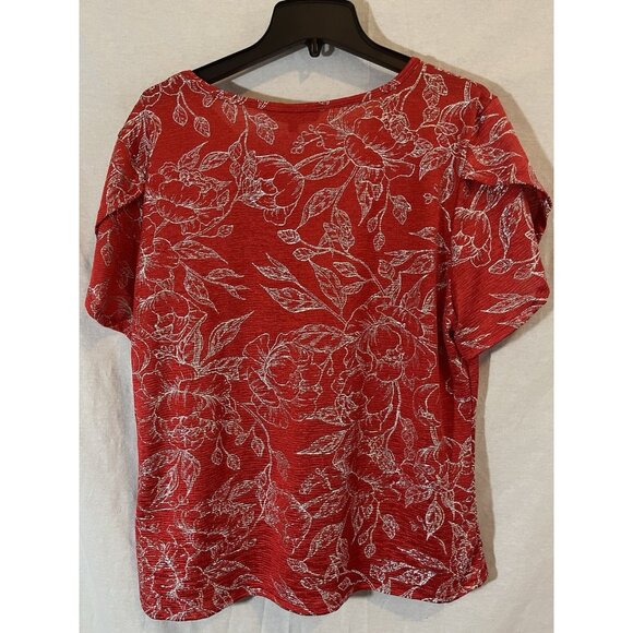 LuLaRoe Elegant Women’s 2XL Red And Silver Floral Blouse Short Sleeve - Picture 5 of 8